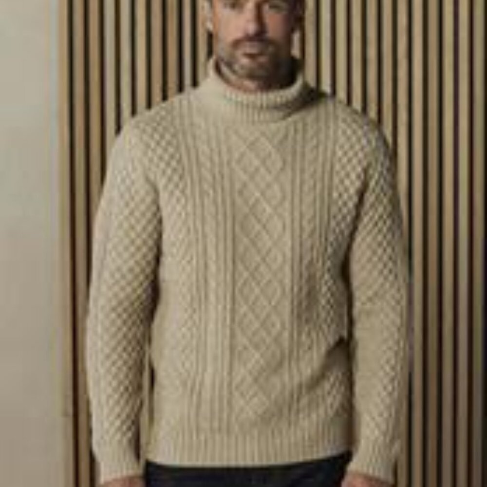 NWT The Normal Brand Cable Knit Rollneck Sweater Mens XL